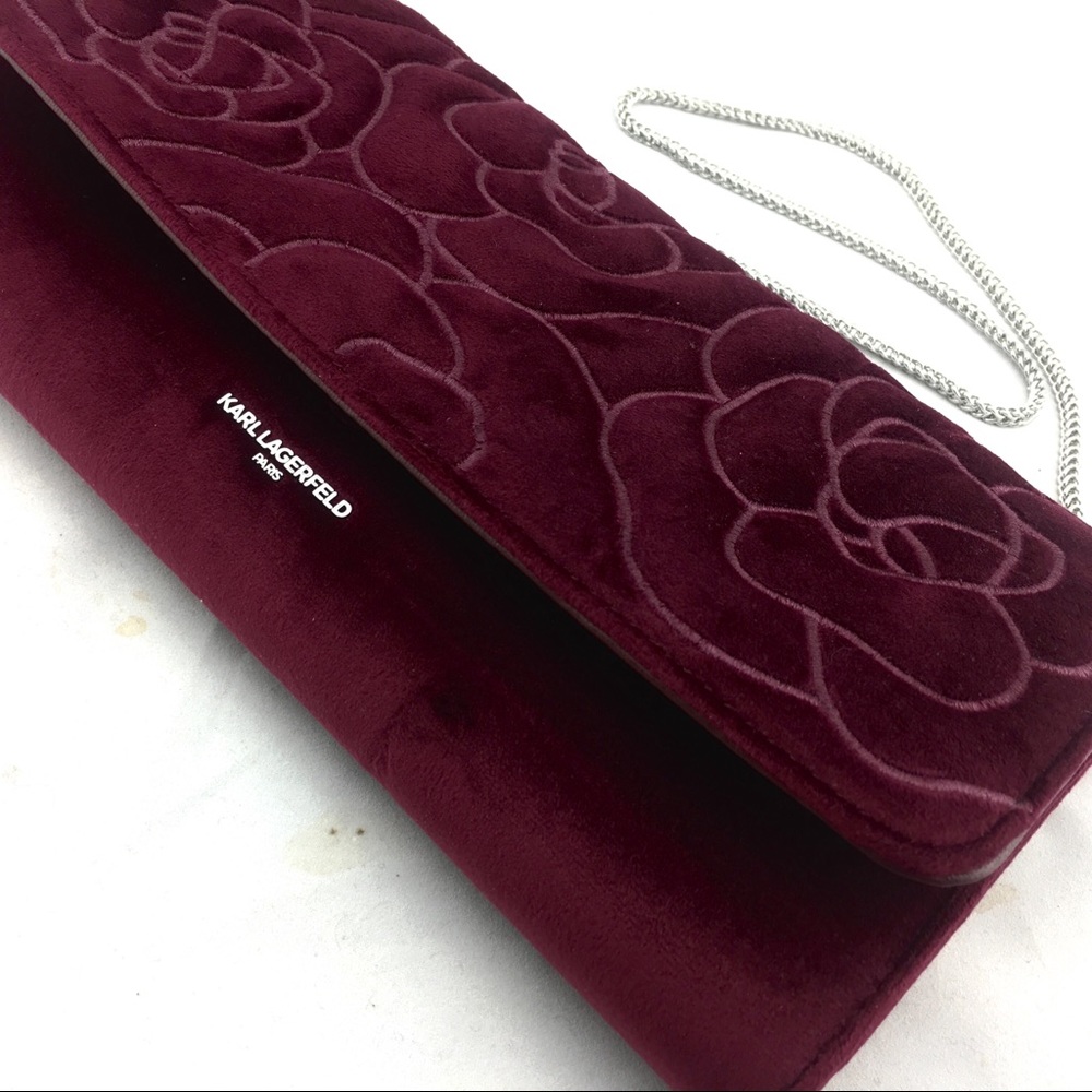 Karl Lagerfeld Monique Floral Velvet clutch